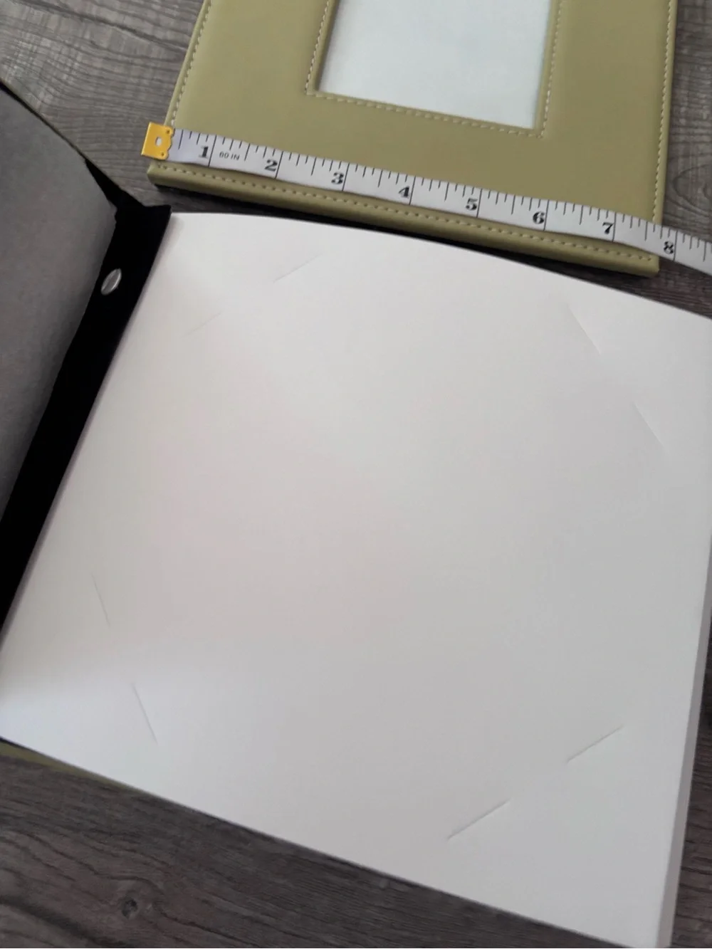 Leather Photo Frame and Matching Portfolio Set Sage Green